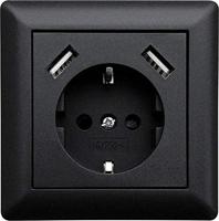 LEDmaxx USB1002 1-voudig Stopcontact (onderbouw) Met USB, Aanraakbeveiliging Zwart - thumbnail