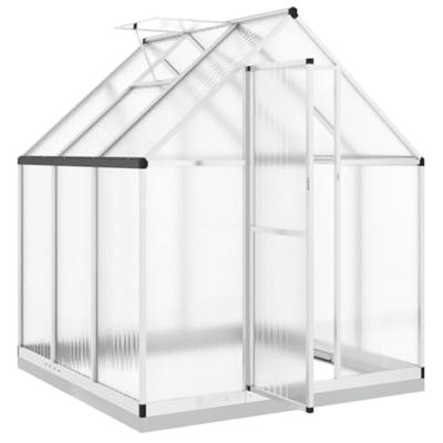 Tuinkas met basisframe 169x169x202 cm aluminium zilverkleurig - thumbnail