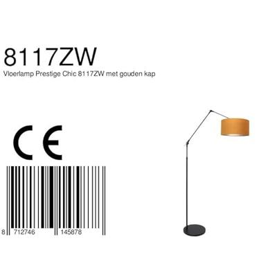 Steinhauer Vloerlamp prestige chic 8117zw zwart kap goud velours Steinhauer Vloerlamp prestige chic 8117zw zwart kap goud velours
