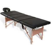 VidaXL Inklapbare massagetafel 4 zones met houten frame (zwart) - thumbnail