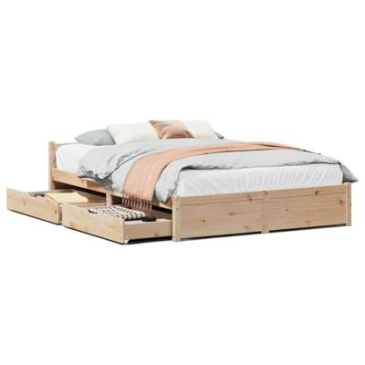 Bedframe zonder matras massief grenenhout 140x190 cm
