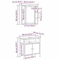 Badkamermeubelset 2 pcs Bruin 60 x 30 x 60 cm Bewerkt hout - thumbnail