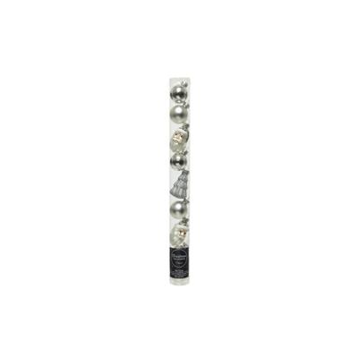 Decoris Kerstballen glas figuur 6cm zilver 9st