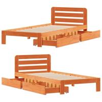 Bedframe zonder matras massief grenenhout wasbruin 75x190 cm - thumbnail