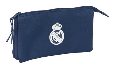 Pennenetui met 3 vakken Real Madrid C.F. Marineblauw 22 x 12 x 3 cm