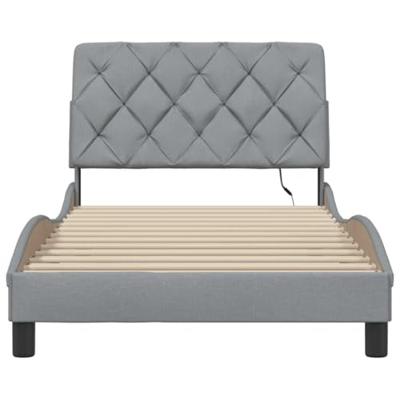 Bedframe met LED zonder matras stof 100x200 cm lichtgrijs