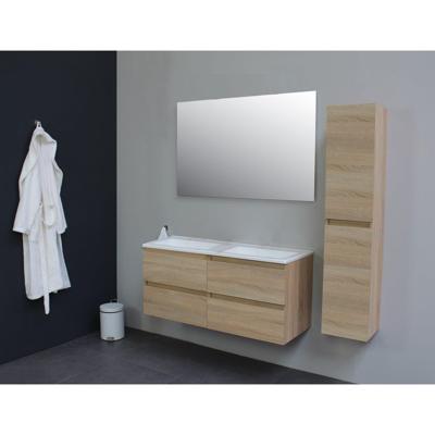 Badkamermeubel Boss & Wessing Pepper Acryl Wastafel Incl Spiegel Zonder Kraangat 120x55x46 cm Eiken Boss & Wessing