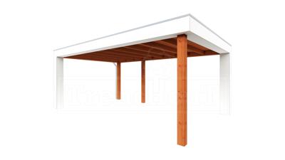 Trendhout Verona overkapping 575x400 cm Lariks/Douglas blank - Plat dak model links- Plat dak- Onbehandeld lariks Douglas hout- Trendhout