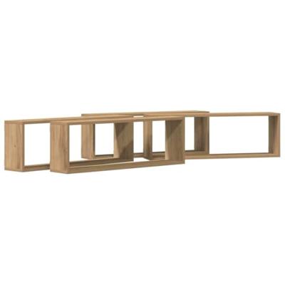 Wandplank 4 pcs Ambachtelijk eiken 80 x 15 x 26 cm Bewerkt hout