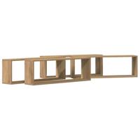 Wandplank 4 pcs Ambachtelijk eiken 80 x 15 x 26 cm Bewerkt hout - thumbnail
