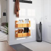 VidaXL Schoenenrekken 2 st 59x8,5x23,5 cm massief grenenhout wasbruin - thumbnail
