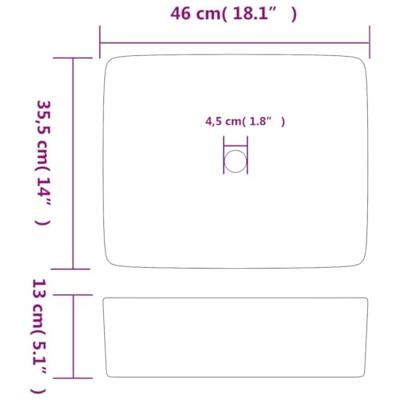 VidaXL Opzetwasbak rechthoekig 46x35,5x13 cm keramiek zwart