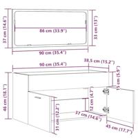 Badkamerkast met spiegel bewerkt hout artisanaal eikenkleurig - thumbnail
