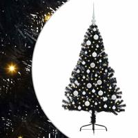 VidaXL Kunstmatig voorverlicht kerstboom met 150 led zwart 120 cm pvc - thumbnail