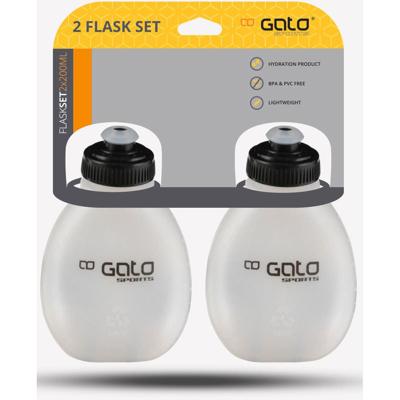Outwet Gato drinkflessen set 2 stuks 200ml zwart/transparant