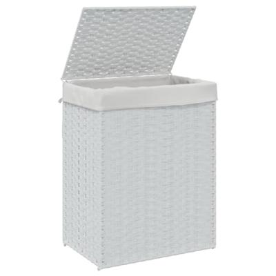 VidaXL Wasmand met deksel 46x33x60 cm poly rattan wit
