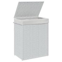 VidaXL Wasmand met deksel 46x33x60 cm poly rattan wit - thumbnail