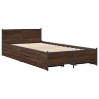 Bedframe met lades bewerkt hout bruin eikenkleur 75x190 cm - thumbnail