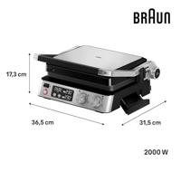 Braun CG7040 CG BRAUN STEELBK Contactgrill Tafel Timerfunctie, Inklapbaar, Met display, Draagbaar Zwart, RVS - thumbnail
