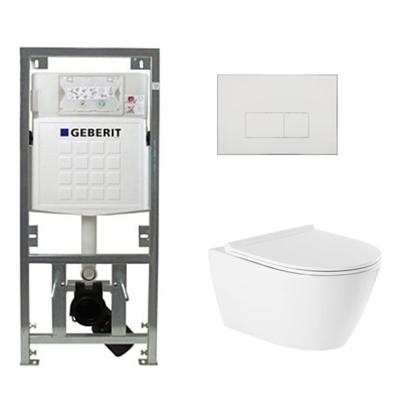 QeramiQ Salina Toiletset - rimless - Geberit inbouwreservoir - diepspoel wandcloset - softclose - quickrelease - bedieningspaneel met rechthoekige knoppen - glans wit 0701131/SW96855/SW96857/SW706187 QeramiQ Salina Toiletset - rimless - Geberit inbouwreservoir - diepspoel wandcloset - softclose - quickrelease - bedieningspaneel met rechthoekige knoppen - glans wit 0701131/SW96855/SW96857/SW706187