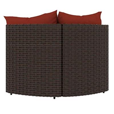 Tuinhoekbanken met kussens 2 st poly rattan bruin - thumbnail