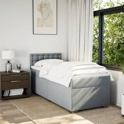 Boxspring met matras stof lichtgrijs 120x200 cm - thumbnail
