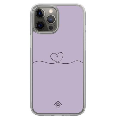 iPhone 12 (Pro) hybride hoesje - Hart lila iPhone 12 (Pro) hybride hoesje - Hart lila