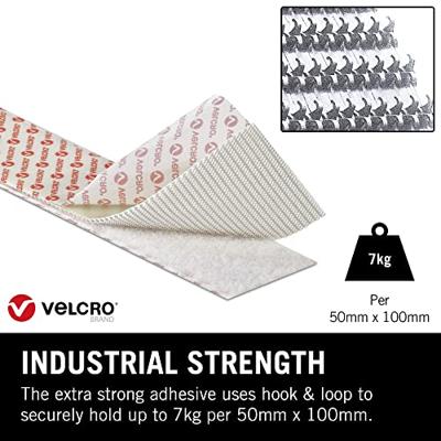 VELCRO® VEL-EC60242 Klittenband Om vast te plakken Haak- en lusdeel, Extra sterk (l x b) 1000 mm x 50 mm Wit 1 m