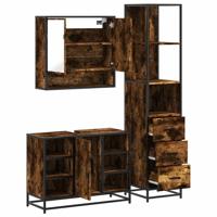 3-delige Badkamermeubelset bewerkt hout gerookt eikenkleurig - thumbnail