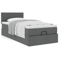 Ottoman bed met matras 80x200cm stof donkergrijs - thumbnail