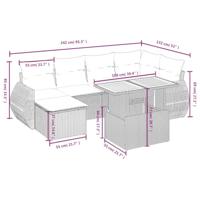 7-delige Loungeset met kussens poly rattan grijs - thumbnail