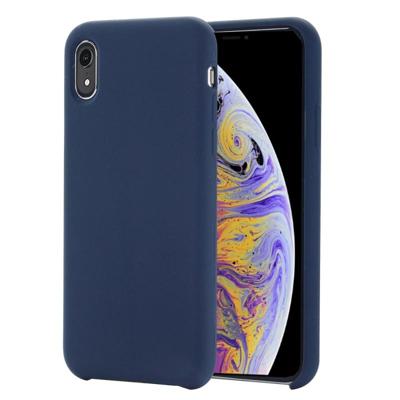 Four Corners volledige vloeibare siliconen geval terug beschermkap voor iPhone XR 6.1 inch(Blue)
