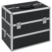 VidaXL Make-up koffer 37x24x35 cm aluminium zwart - thumbnail