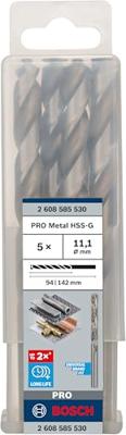 Bosch Accessories 2608585530 2608585530 HSS Metaal-spiraalboor 11.1 mm Gezamenlijke lengte 142 mm Geslepen DIN 338 Cilinderschacht 5 stuk(s)
