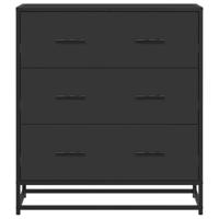 Dressoir 68x35x76 cm bewerkt hout en metaal zwart - thumbnail
