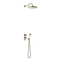 Regendoucheset Tres Clasic Thermostatische Inbouw 2-Wegs Verouderd Messing Tres - thumbnail
