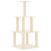 vidaXL Kattenmeubel met sisal krabpalen 111 cm crèmekleurig, kattenpaal, kattenboom, kattenkrabpaal, kattenhuis, kattenmeubel, kattenpalen - thumbnail
