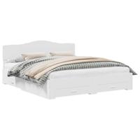 Bedframe met hoofdeinde met lade Wit 200 x 200 cm Bewerkt hout - thumbnail