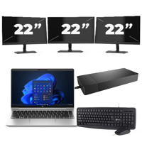 HP ProBook 440 G10 - Intel Core i3-13e Generatie - 14 inch - 16GB RAM - 256GB SSD - Windows 11 Home + 3x 22 inch Monitor - thumbnail