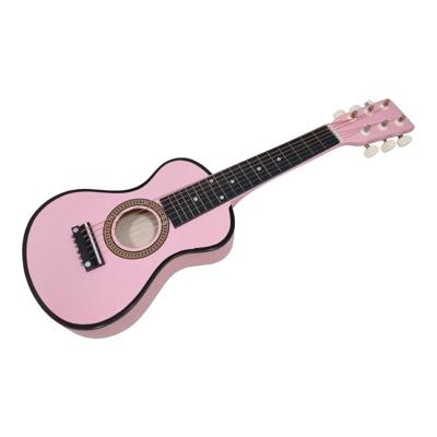Playwood kindergitaar - roze houten speelgoedinstrument met 6 snaren