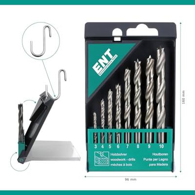 ENT DURADRILL 8-dlg. houtboorset 3-10mm, hele maten - 7909248