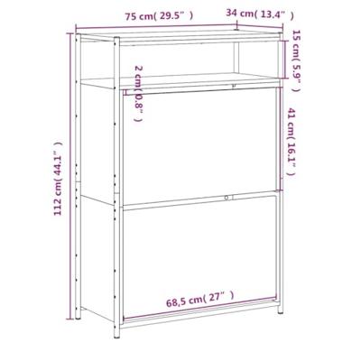 Schoenenkast 75x34x112 cm bewerkt hout sonoma eikenkleurig