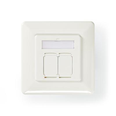 Netwerkwandcontactdoos | Cat 6a | 2x RJ45 female - Vlakke montage | Ivoor