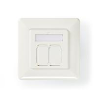 Netwerkwandcontactdoos | Cat 6a | 2x RJ45 female - Vlakke montage | Ivoor - thumbnail