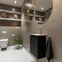 MONDIAZ TURE 40cm toiletmeubel urban. EDEN wastafel talc links 1 kraangat - thumbnail