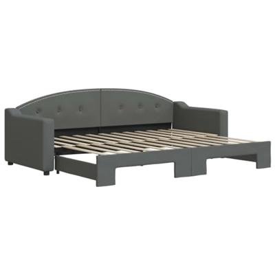 Slaapbank met onderschuifbed 80x200 cm stof donkergrijs