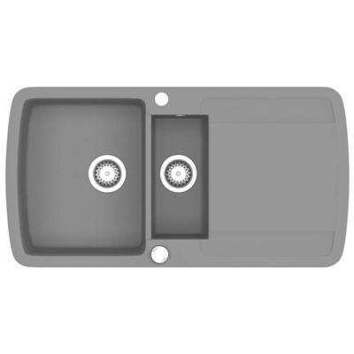 VidaXL Gootsteen dubbele bak graniet grijs