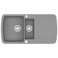 VidaXL Gootsteen dubbele bak graniet grijs - thumbnail