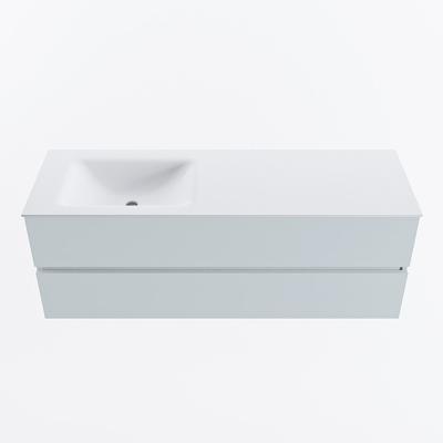 MONDIAZ VICA 140cm badmeubel onderkast Clay 2 lades. Wastafel CLOUD links 1 kraangat, kleur Talc.