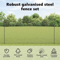 VidaXL Hek met paal grijs 1,6 x 25 m staal en pvc - thumbnail